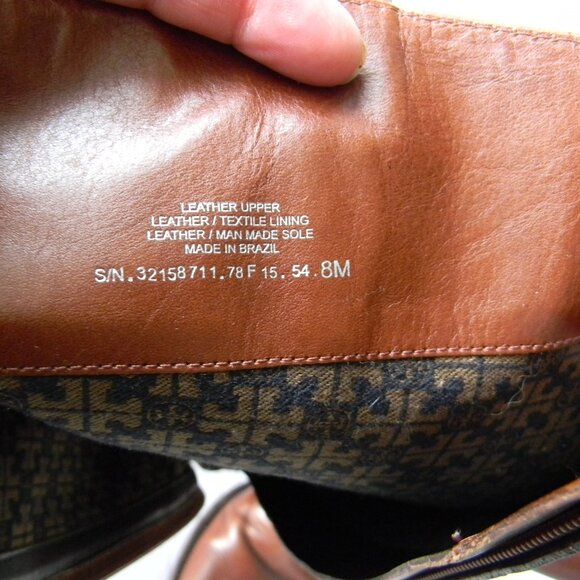 TORY BURCH DERBY TAN BROWN LEATHER RIDING BOOTS LOGO SZ 8M - Picture 7 of 8